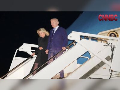 US president Joe Biden arrives in London on Air Force One ahead of Queen’s funeral